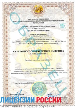 Образец сертификата соответствия аудитора №ST.RU.EXP.00014299-1 Курган Сертификат ISO 14001